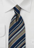 Cravata albastru fin cu dungi italienesti--Cravate Online