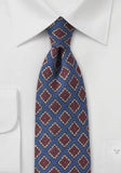 Cravata albastru lana cu romburi--Cravate Online