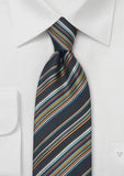 Cravata antracit cu dungi fine italienesti--Cravate Online
