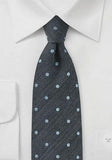 Cravata antracit cu puncte albastru deschis argintiu