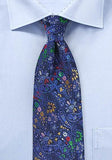 Cravată matase, pentru barbati, albastru, model floral