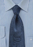 Cravata barbati cu forme albastru inchis-Melodios 160 cm--Cravate Online