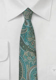 Cravata barbati verde paisley 6 cm
