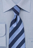 Cravată benzi albastre dungi bleumarin--Cravate Online