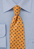 Cravata birou matase portocalie motive florale--Cravate Online