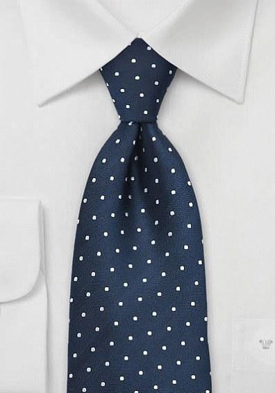 Cravata bleumarin cu puncte albe--Cravate Online