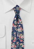 Cravata bluemarin florala-Blue-Cravate Online