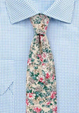 Cravata bluemarin florala-White-Cravate Online
