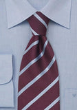 Cravata Bordo cu dungi albastru deschis 148 cm--Cravate Online
