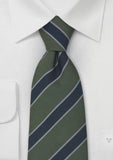 Cravata bristol verde de masline, bleumarin - gri