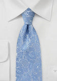 Cravata brodata albastru regal cu motive florale-LightBlue-Cravate Online