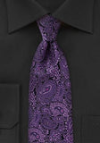 Cravata brodata albastru regal cu motive florale-Purple-Cravate Online