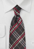 Cravata carouri maro cu rosu marime mare--Cravate Online
