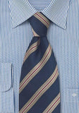 Cravata clasica regimentala in albastru inchis marime mare--Cravate Online