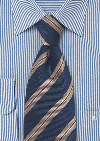 Cravata clasica regimentala in albastru inchis--Cravate Online