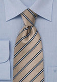 Cravata CREM cu linii albastru deschis--Cravate Online