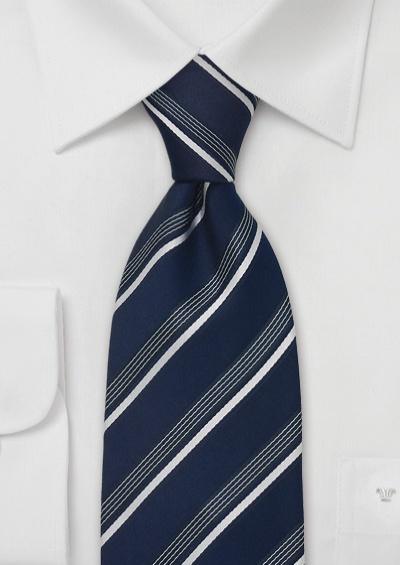 Cravata cu benzi italienesti albastru-alb--Cravate Online