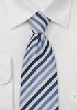 Cravata cu design italian cu linii albastre-White-Cravate Online