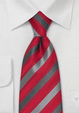 Cravata, matase, cu design italian cu linii, rosii