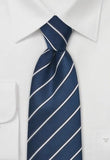 Cravata cu dungata albastru - gri silver--Cravate Online