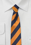 Cravata cu dungi albastru inchis portocaliu