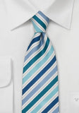 Cravata cu dungi Albastru - Verde Mentolat