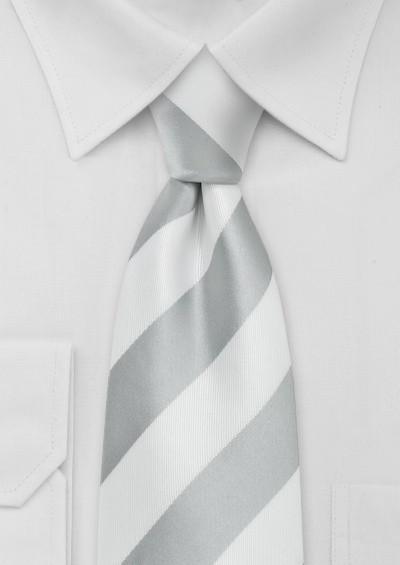 Cravata cu dungi albe gri argintii--Cravate Online