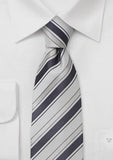 Cravata cu dungi argintii - negru - alb