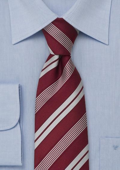 Cravata cu dungi italienesti in bordeaux-alb--Cravate Online
