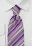 Cravata cu dungi mov-maro-bej--Cravate Online
