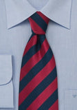 Cravata cu dungi rosii cires si bluemarin