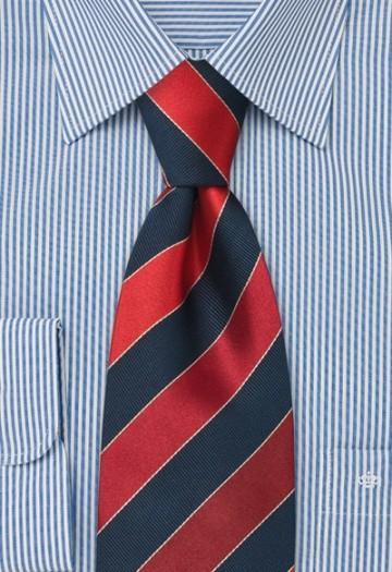 Cravata cu dungi Rosu Albastru--Cravate Online