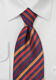 Cravata cu Dungi Teracota si albastru inchis 148 cm--Cravate Online