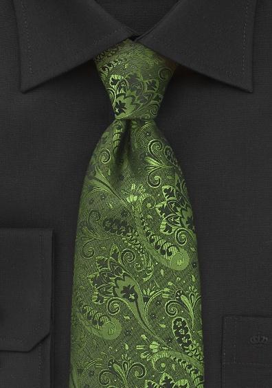 Cravata cu motive florale brodate culoare pin verde--Cravate Online