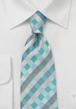 Cravata cu patratele in albastru-verde