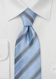 Cravata culoare albastra din matase in dungi italian--Cravate Online