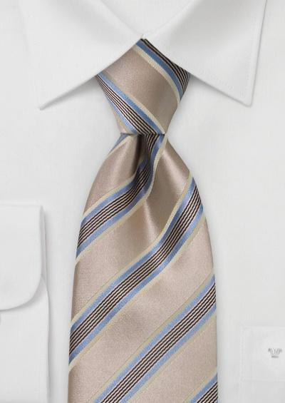 Cravata culoare sampanie din matase in dungi italian--Cravate Online