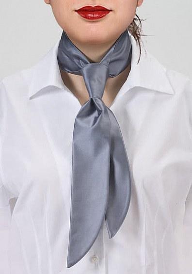 Cravata dama microfibra gri argintie--Cravate Online