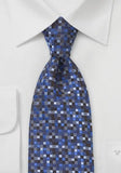 Cravata de afaceri in albastru regal mozaic
