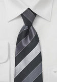Cravată de afaceri XXL cu benzi de design argint gri--Cravate Online