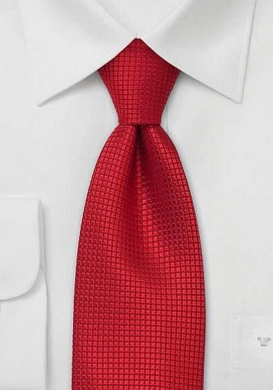 Cravată de mătase cu o țesătură fină în roșu aprins. Mătase pură, 160 x 8,5 cm.--Cravate Online