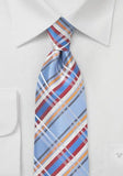 Cravata de stil carouri rosu albastru--Cravate Online