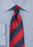 Cravata design benzi rosu cherry si albastru noapte--Cravate Online