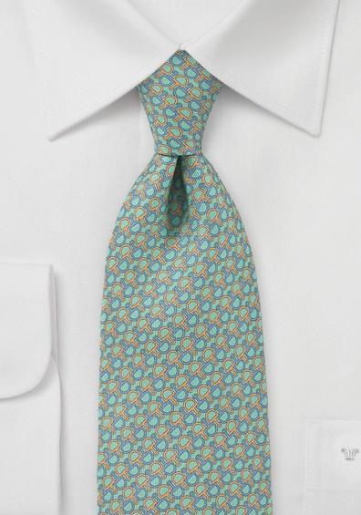 Cravata din matase italiana de lux Retro stil aqua--Cravate Online