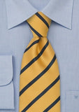 Cravata diplomatic galbena cu dungi bluemarin--Cravate Online