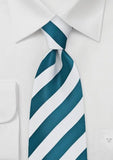 Cravata dungi alb albastru verde--Cravate Online