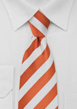 Cravata dungi alb portocaliu perla--Cravate Online