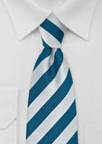 Cravata dungi alb si albastru verde