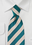 Cravata dungi bej petrol--Cravate Online