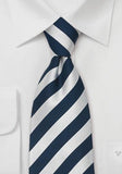 Cravata dungi bluemarin, argintii--Cravate Online